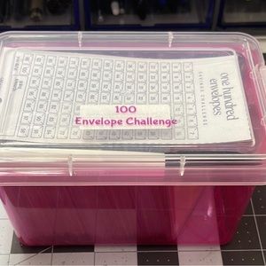 Pink Storage Box for 100 Envelope Challenge
